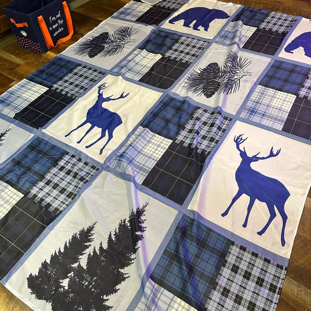 Deer shower curtain.